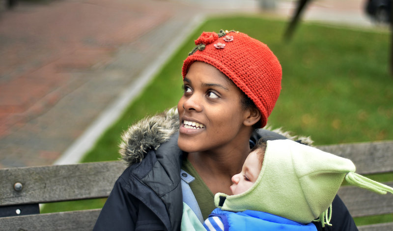 Nicole Mokeme, of South Portland, was on her way to register to vote Monday. The 26-year-old mother and nanny said she is most concerned about health care and education issues. She planned to vote for President Obama.