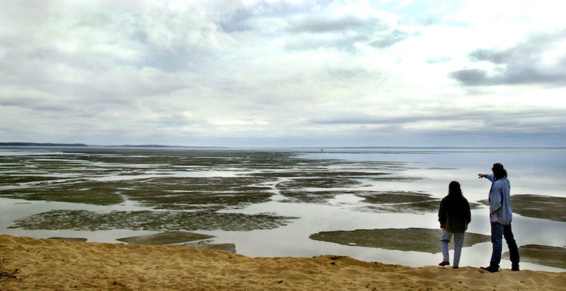 In this 2003 file photo, visitors look out at ice floes from the beach at Sebago Lake State Park. Maine – like all 50 states – is offering free guided hikes in its state parks on Jan. 1. John Patriquin