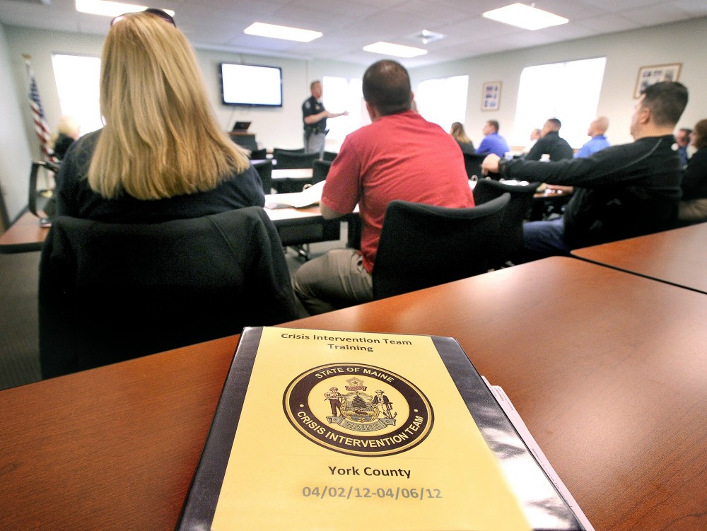 Friday, April,6, 2012. Sanford police chief Tom Connolly conducts a crisis intervention team training class at the Sanford Police Station.