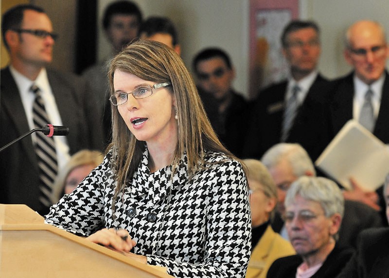 Mary Mayhew, commissioner of the Department of Health and Human Services, speaks during her confirmation hearing before the Legislature’s Health and Human Services committee. A reader blames MaineCare problems on poor leadership.
