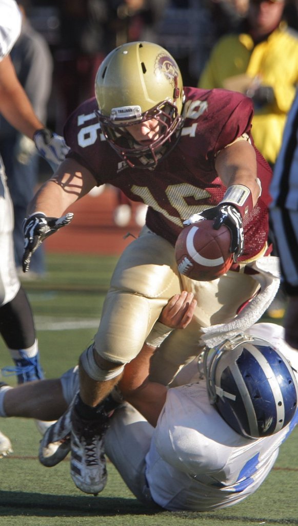 Andrew Libby played every backfield position, and safety, for Class A champion Thornton Academy, rushing for 23 touchdowns and scoring seven others – and he’s only a junior.