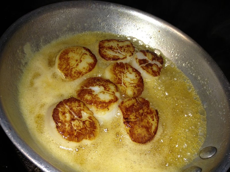 One of Togue Brawn’s favorite scallop preparations calls for a sauce that’s two parts butter and one part honey.