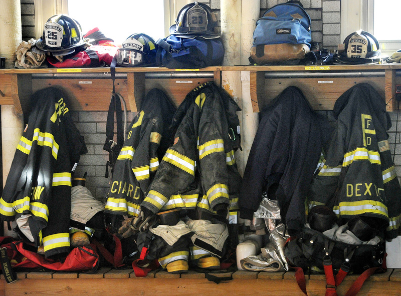Fire gear awaits the next fire call at Central Fire Station on Congress Street.