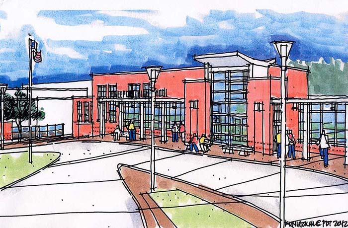 A $16.9 million plan to renovate and add to Freeport High School would build nine classrooms, reconfigure the library and cafeteria spaces, and make the front entrance more prominent and secure.