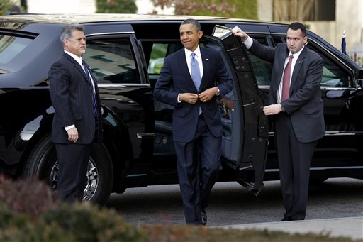 President Barack Obama arrives at St. John's Church in Washington on Monday.