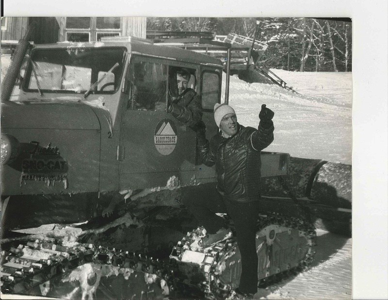 A young John Christie grooms Saddleback’s slopes while employee Dick Frost looks on during the mid-1970s.