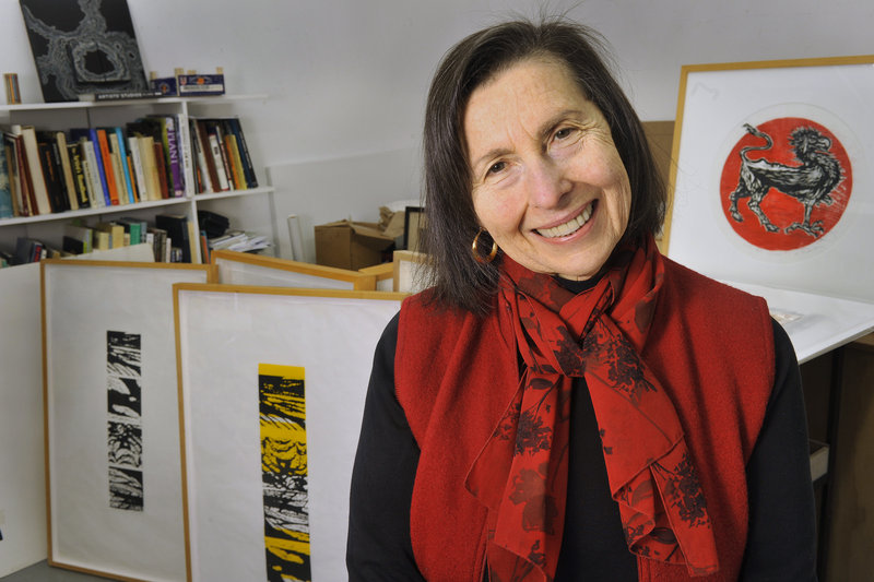 Dorothy Schwartz in her studio in Portland.