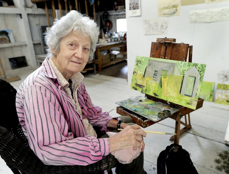 Artist Lois Dodd at her studio in Cushing.