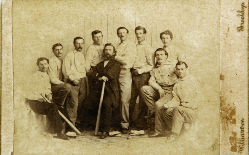 This 1865 card of the Brooklyn Atlantics was found by a picker in Baileyville and will be auctioned off at the Saco River Auction Company on Feb. 6, 2013.