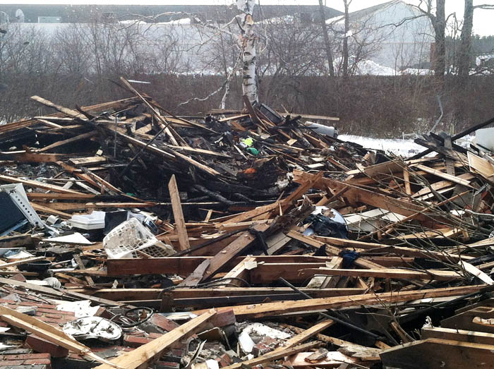 The scene following Tuesday's explosion at 29-31 Bluff Road in Bath.