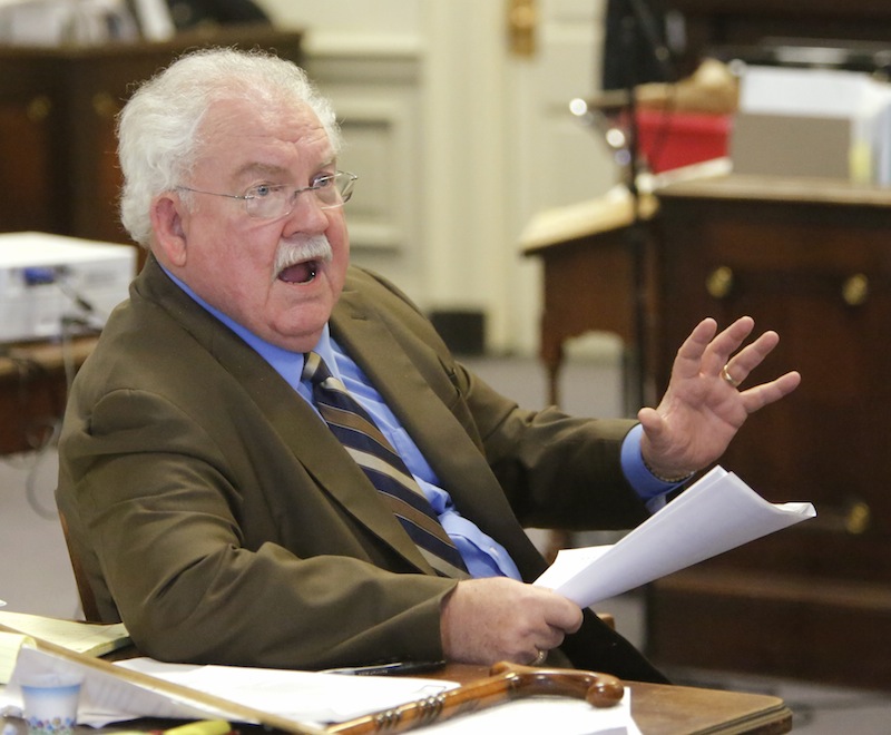 Daniel Lilley, attorney for Mark Strong Sr., talks to the jury during closing arguments at York County Superior Court in Alfred on Tuesday, March 5, 2013.