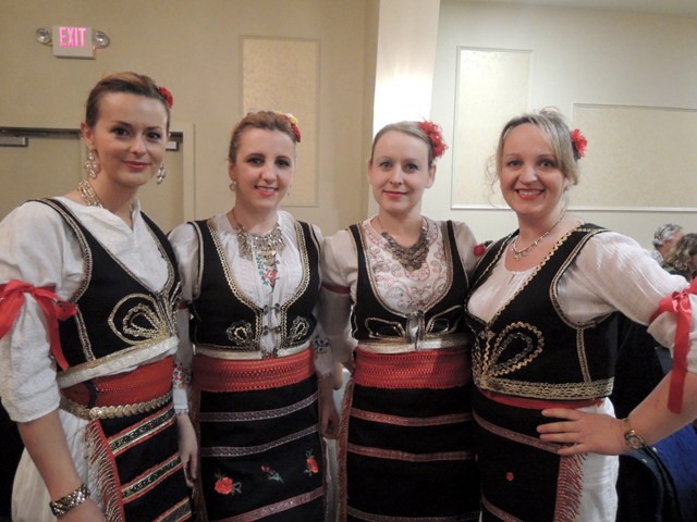 Members of the Serbian dance group Sokolica at the Rock Around the World fundraiser are, from left, Danijela Markez, Davorka Mojsilovic, Bojana Hejabian and Sanja Bukarac.