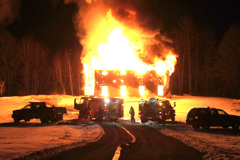 Fire engulfs the home of Eric Whitehouse on Bean Road in Mount Vernon early Sunday morning.