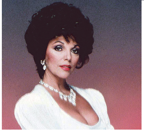 Joan Collins of “Dynasty” fame models shoulder pads.