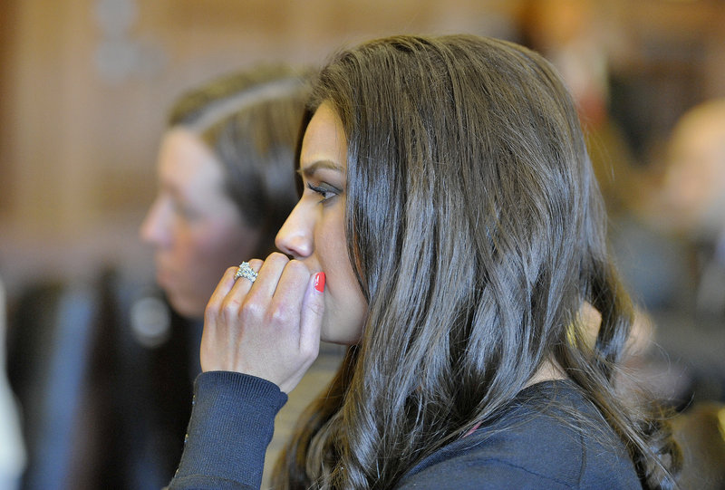 Alexis Wright appears in Cumberland County Court following an agreement on a plea bargain Friday afternoon. Wright is reacting to the judge's comments regarding possible jail time included in the deal.