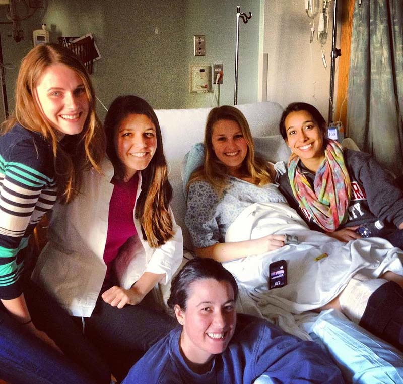 Northeastern University student Sarah Girouard, a 2010 graduate of Falmouth High School, was treated at Tufts Medical Center after being injured by the bombings at the Boston Marathon on Monday. Girouard's right leg was injured by shrapnel, but she is expected to recover in a few months.