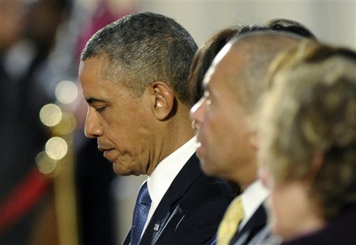 President Barack Obama attends the "Healing Our City: An Interfaith Service" at the Cathedral of the Holy Cross in Boston on Thursday. The service was dedicated to those who were gravely wounded or killed in Monday's bombing.