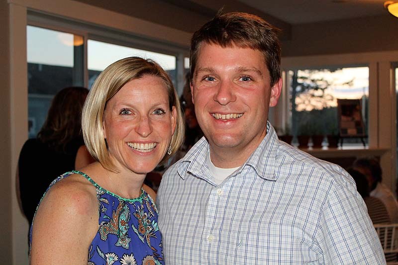 Julie Urban, a first-grade teacher at Kennebunkport Consolidated School, enjoys the evening’s festivities with her husband Tim.