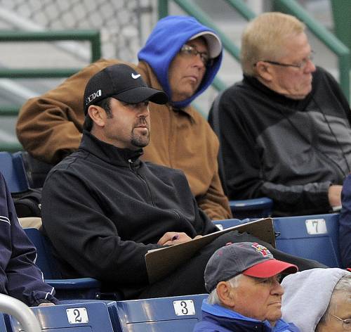 Jason Varitek, the former Red Sox catcher and now an assistant to the general manager, is in Portland to help evaluate the prospects with the Sea Dogs.