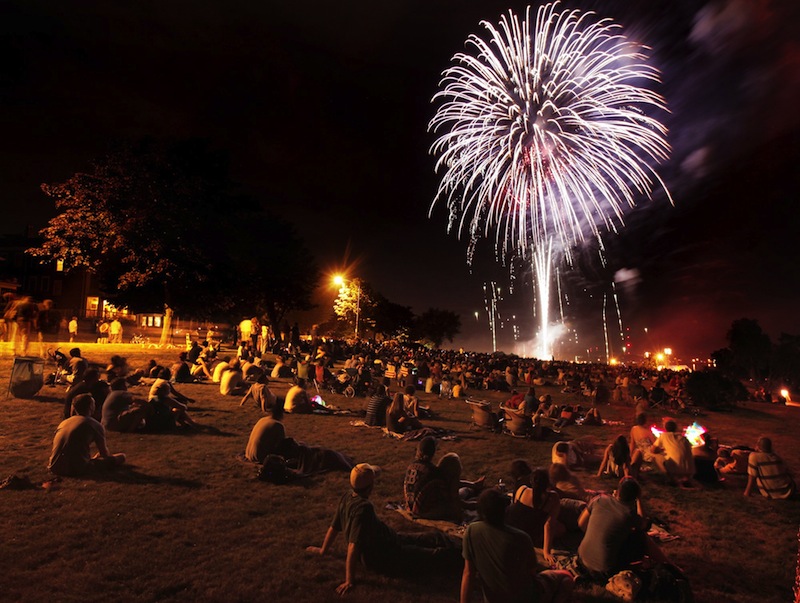 Fireworks and the Portland Symphony Orchestrate entertain crowds on the Eastern Promenade in Portland on Sunday, July 4, 2010.