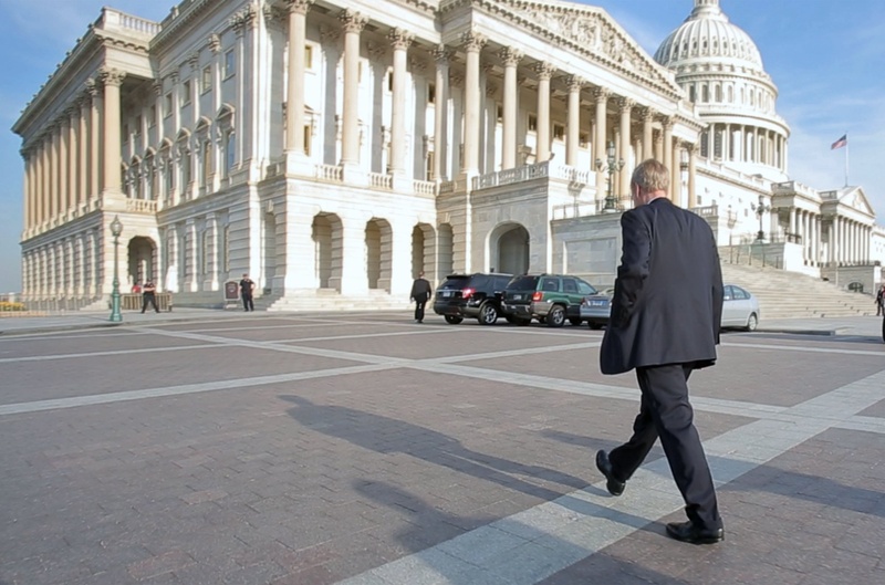 Sen. Angus King arrives at the Capitol.