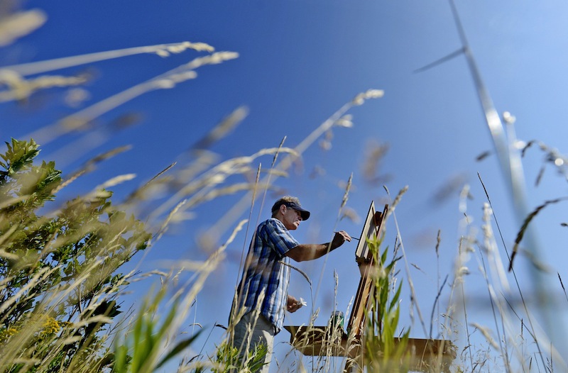 In this July 2012 file photo, Leon Anderson of Portland paints the scenery at Fort Williams in Cape Elizabeth. Cape Elizabeth will cap at eight the number of artists allowed to sell their work at Fort Williams Park.