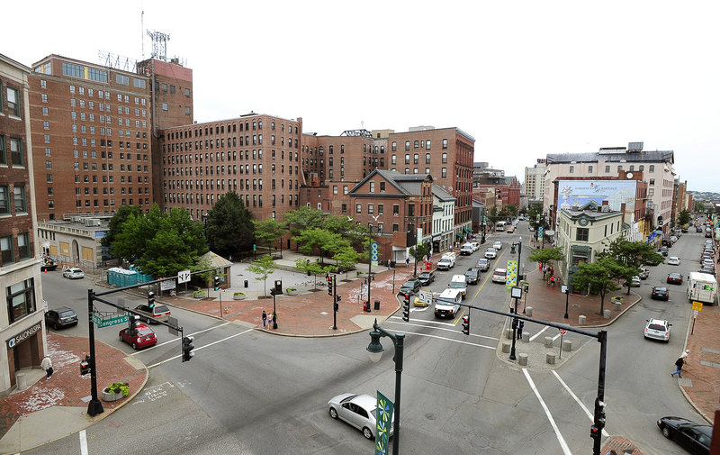 City planners in Portland are calling for ideas for the public space around the intersection of Congress, High and Free streets, including the open space in front of the Portland Museum of Art and the triangular Hay building.