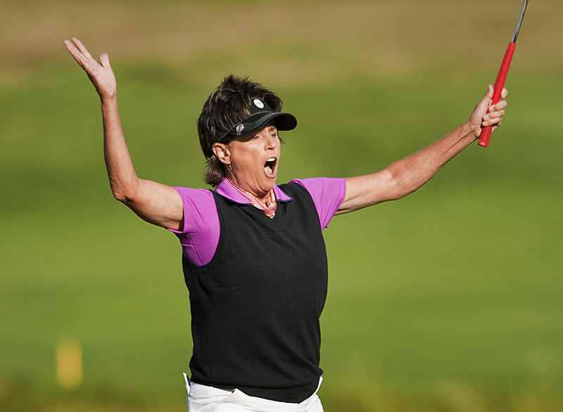 It’s close but still too far as Rosie Jones misses a putt prior to winning the tournament on a later hole.