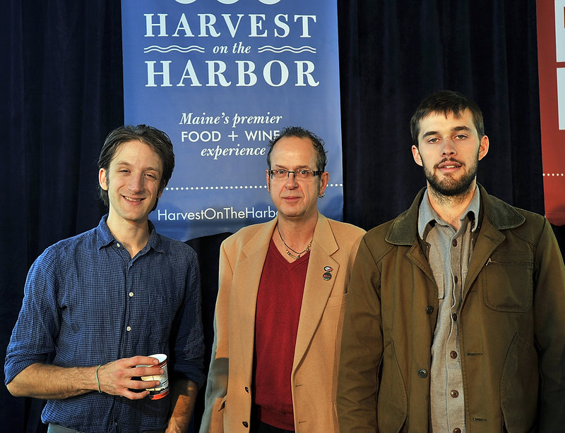 Maine's Best Farm to Table Restaurant finalists, from left: chefs David Levi from Vinland in Portland; Kerry Altiero from Cafe Miranda in Rockland; and Chad Conley from Gather in Yarmouth. Chef Richard Hanson from Cleonice Mediterranean Bistro in Ellsworth, also a finalist, was absent.
