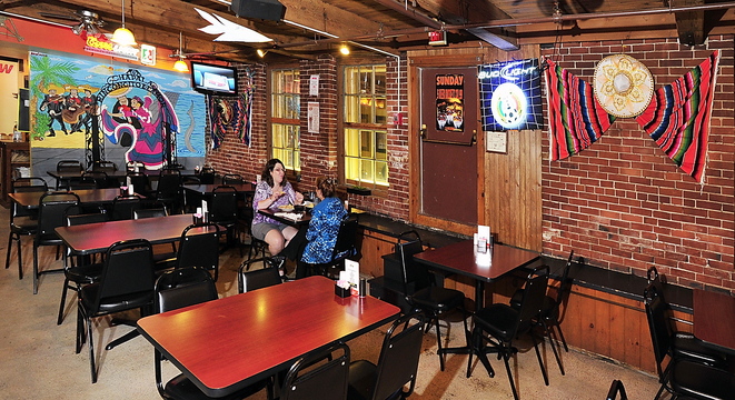 Mexican embellishments brighten the Biddeford downstairs eatery Los Tapatios.