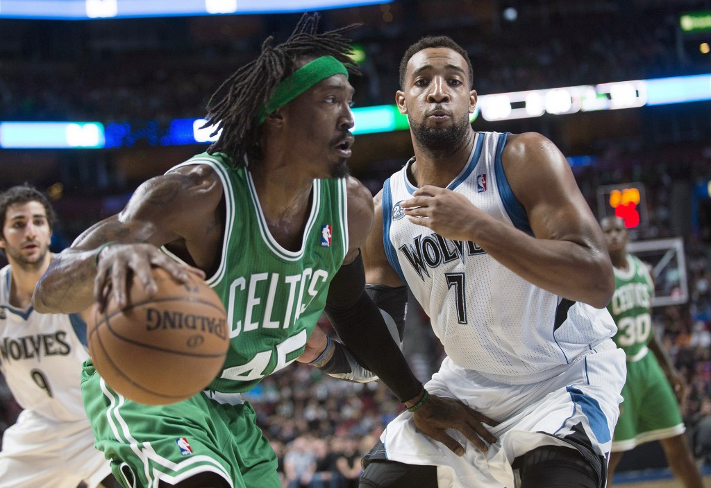 Gerald Wallace, left, is one of the seven holdovers from last year’s team, which made it to the playoffs, but was knocked out in the first round. This year might be rough, but the Celtics have nine first-round picks in the next five years.