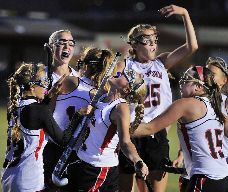 Scarborough has won after giving up the first goal twice this season, and Thursday night the Red Storm were happy after tying the game against Cheverus. But this time nobody scored again in a 1-1 tie.