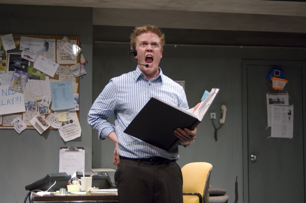 Dustin Tucker in Portland Stage Company's "Fully Committed"