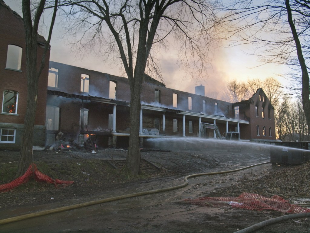 Fire destroyed the Inn at Diamond Cove on Great Diamond Island early Saturday. The building was under renovation and was scheduled to open next year.