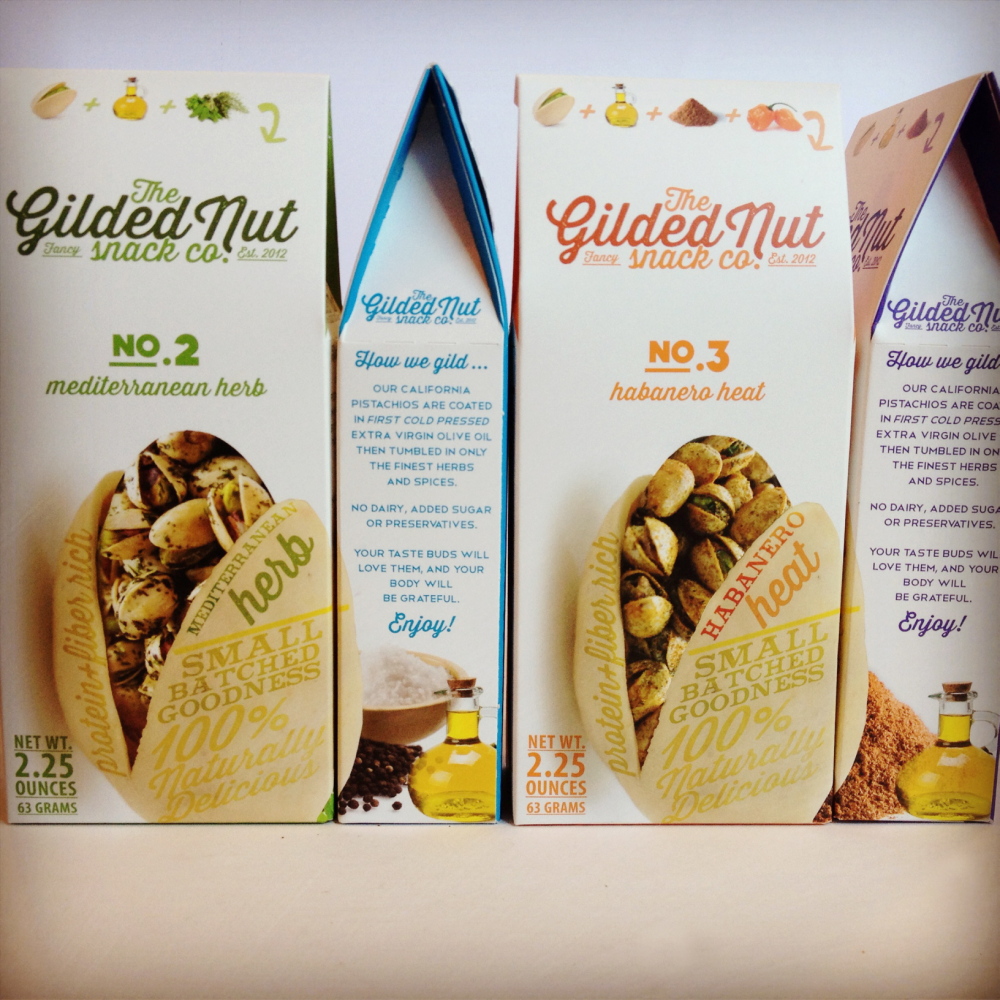 Seasoned pistachios from the Gilded Nut snack Co. come in four flavors: original, Mediterranean herb, habanero heat and sea salt and pepper.