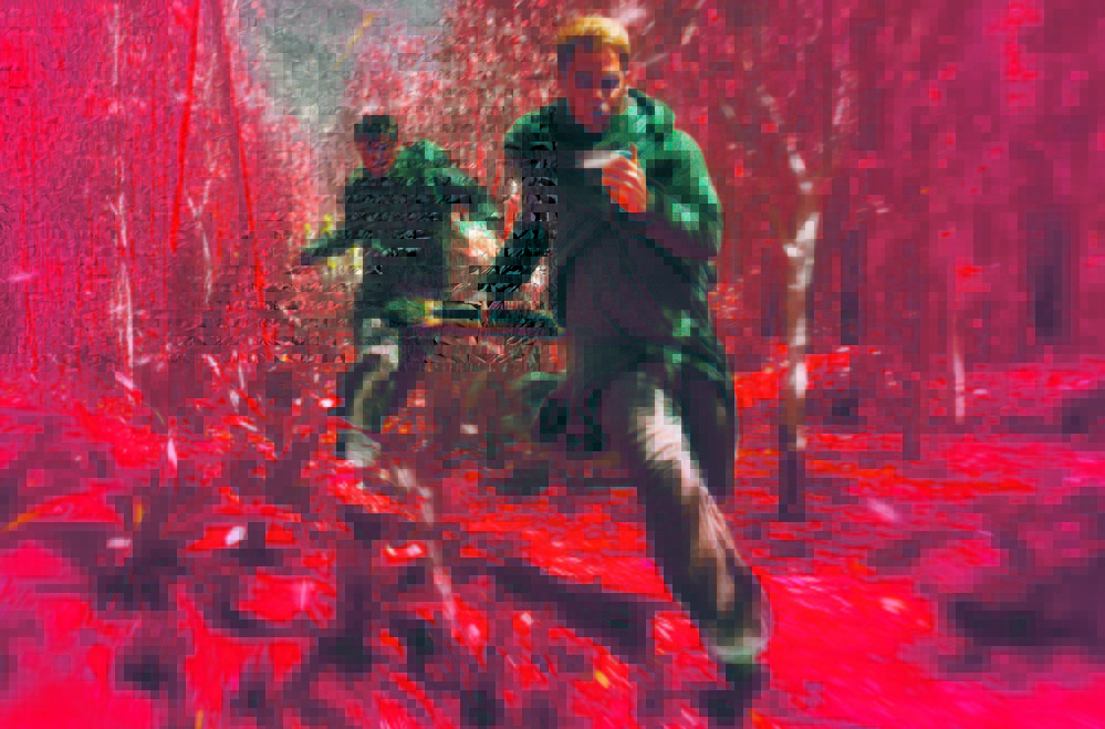 Thumbs up, J.J. Abrams: Karl Urban and Chris Pine in the red jungle in “Star Trek: Into Darkness.”
