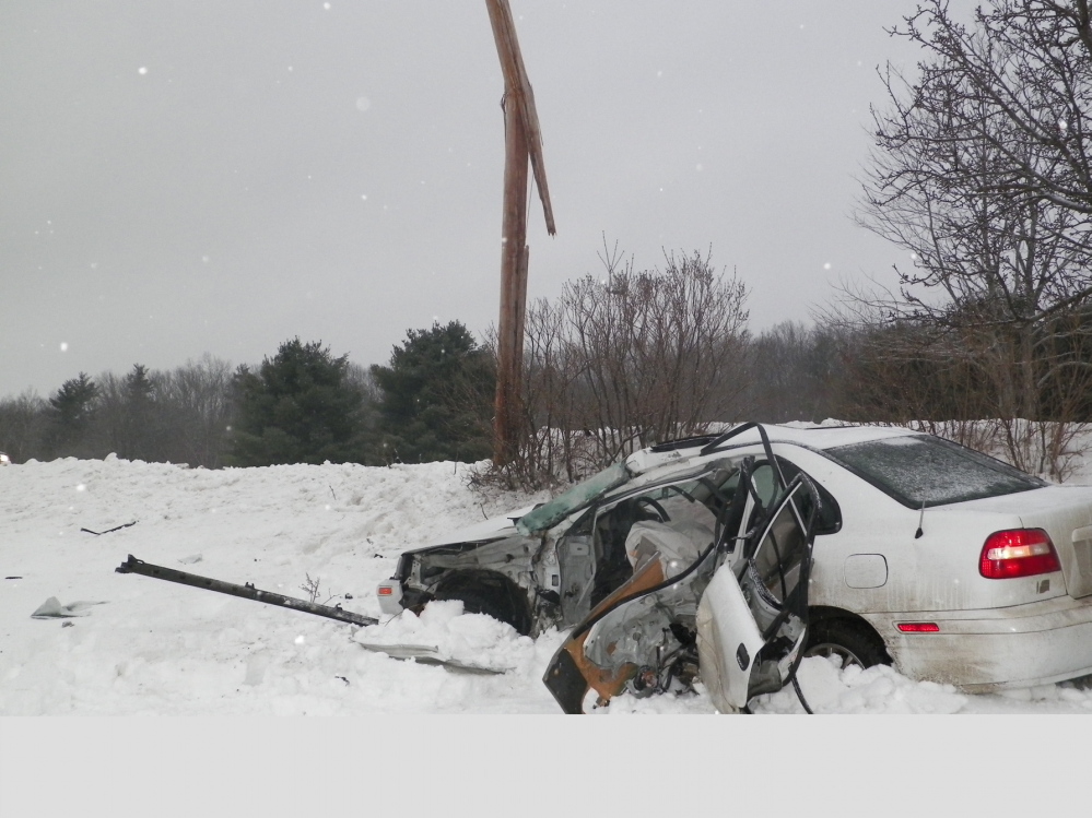 Jordan D. Maroon, 22, died Friday morning when the 2003 Volvo he was driving crashed into a utility pole on Maple Ridge Road in Winslow, police said.