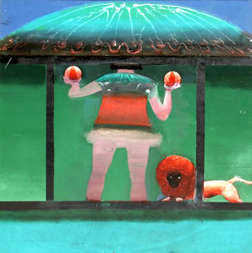 “Mesmerizing the Lion” by Robert Hamilton, from “Winter Meander,” the February group show at Greenhut Galleries in Portland, continuing through Saturday.