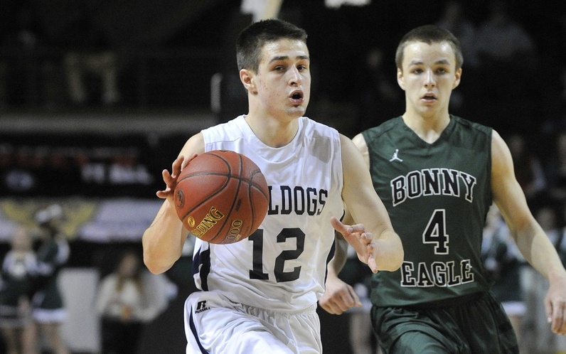 Portland Bulldogs point guard Justin Zukowski, left, is a semifinalist for Mr. Basketball.