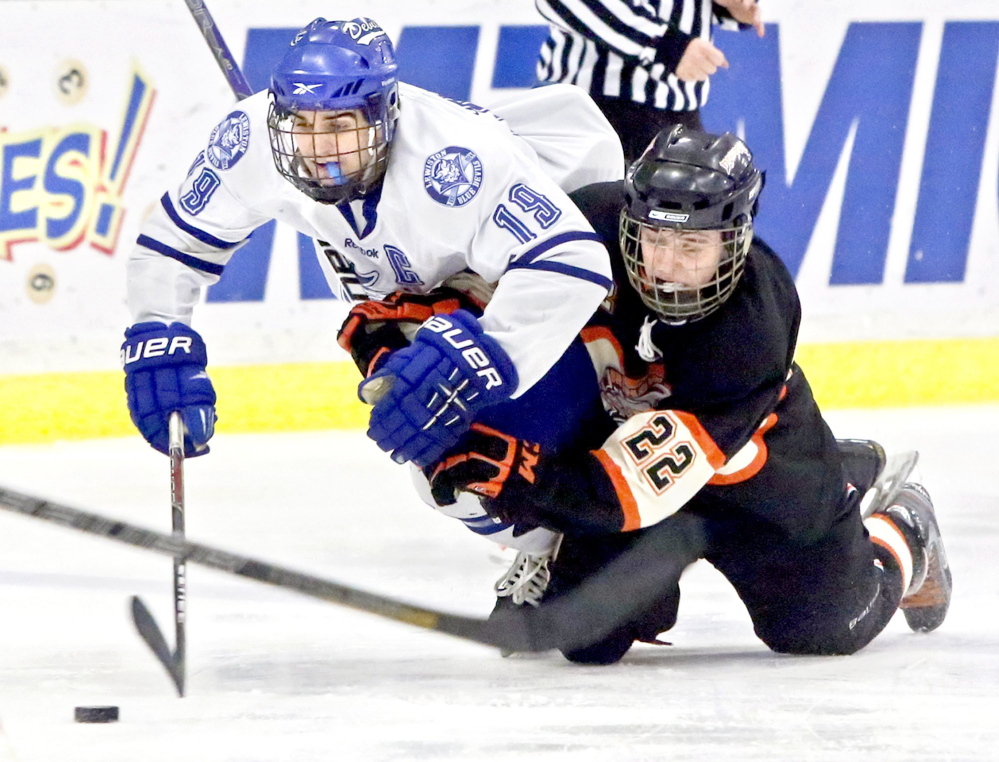 Kyle Lemelin of Lewiston High School was the winner of the Travis Roy ward on Sunday, presented annually to Maine’s top Class A senior hockey player.