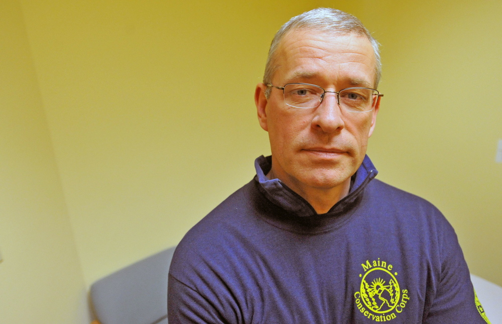 James Thomas of Fairfield is working on trails in the Mahoosuc Land Trust as part of a Maine Conservation Corps program called Veteran Community Leader.