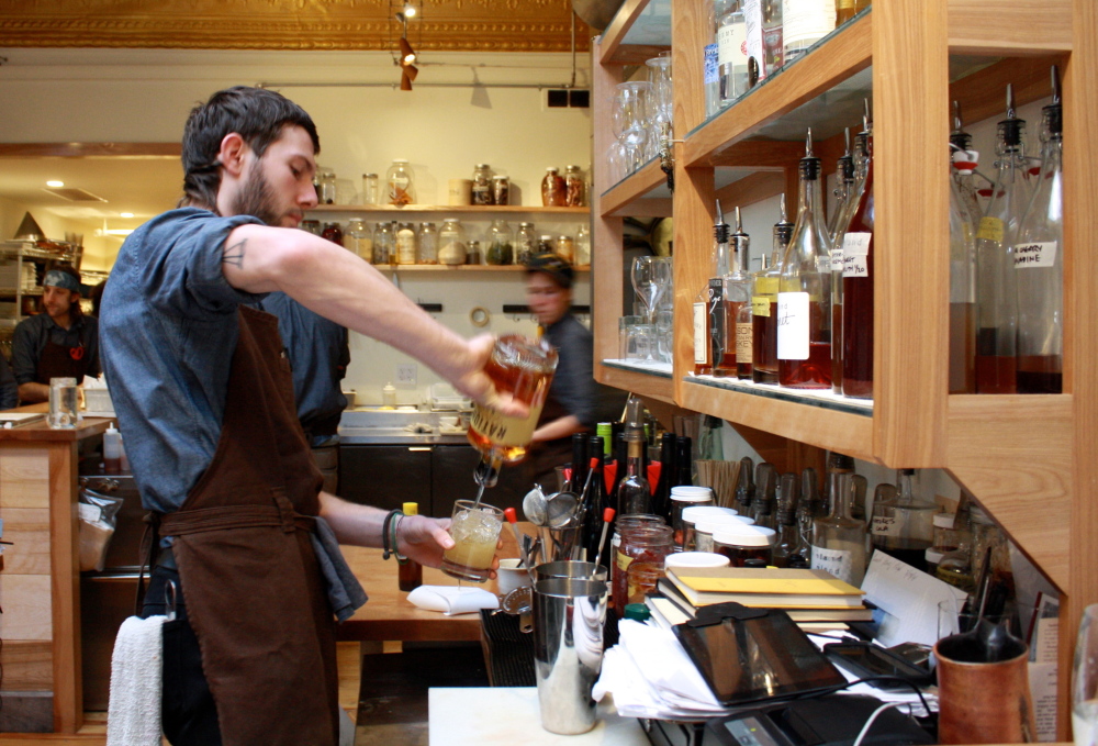 Bar manager and mixologist Alex Winthrop is a warm, knowledgeable presence at Vinland. His cocktail creations are daring and playful.
