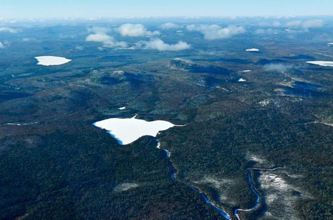 Bald Mountain, with Greenlaw Pond in the foreground, is owned by J.D. Irving Ltd., which was considering mining the property for gold, silver and copper deposits.