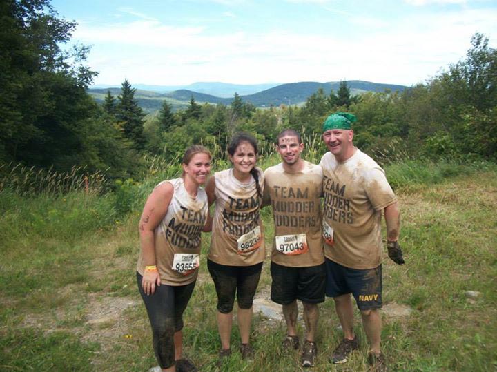 Team Mudder Fudders, Jen Comeau, Rachel Neales, Tim Lira, and Harry Neales