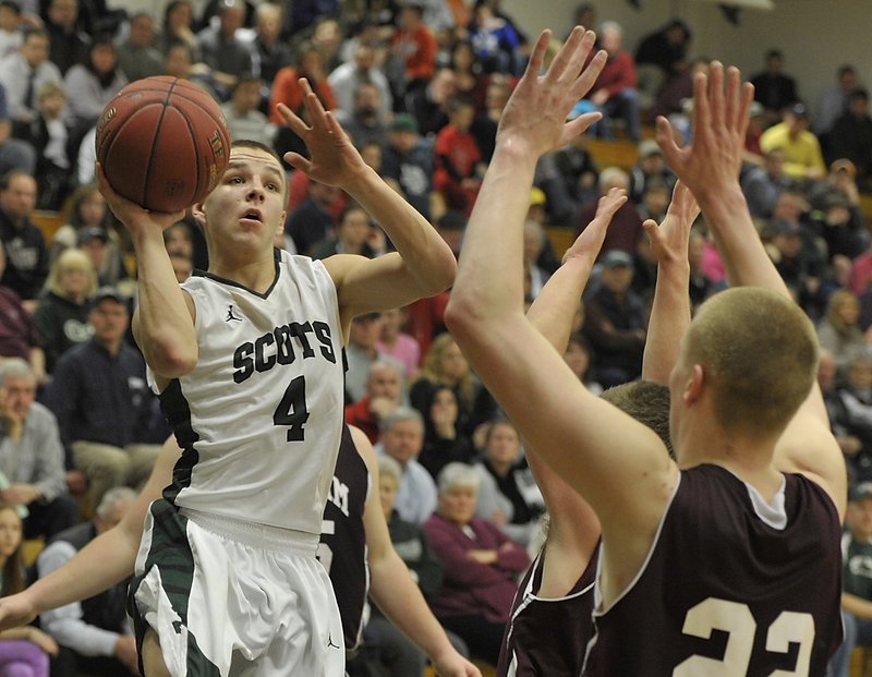 Bonny Eagle's Dustin Cole, left, received the Mr. Maine Basketball Award.