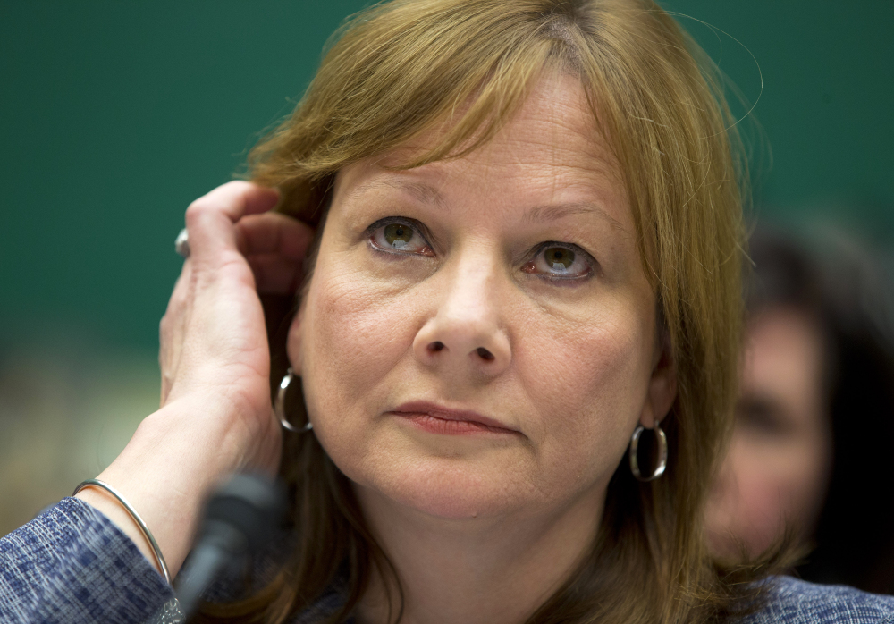 General Motors CEO Mary Barra listens to a question while testifying Tuesday before the House Energy and Commerce subcommittee on Oversight and Investigation.