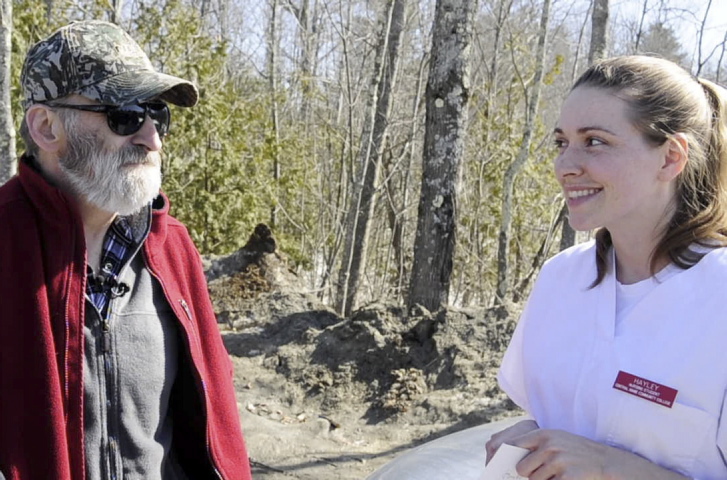 Leonard Crocker, left, and Hayley Rolfe met Friday at Monmouth Public Works after the nursing student stopped to help during his heart attack a few weeks ago.