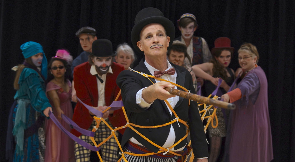 David Arthur Bachrach in “The Elephant Piece,” a musical with serious themes, but which looks and feels like vaudeville, including the humorous elements.