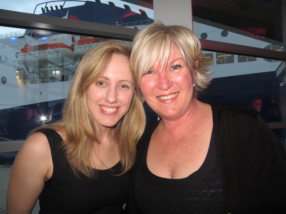 Fiona Jensen and Alison Harris, both of North Yarmouth, rock the Little Black Dress theme at Ocean Gateway.