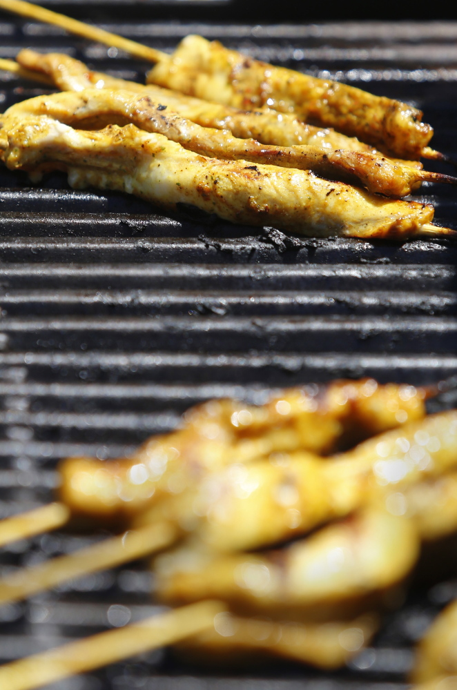 The Salt Exchange gave away samples of grilled dogfish skewers on Commercial Street during the Old Port Festival last weekend.